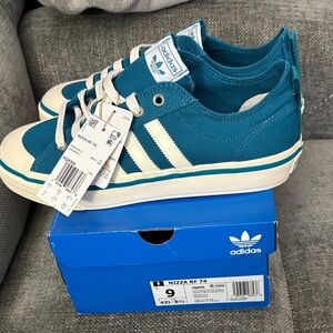 adidas Teal Canvas Nizza RF 74 Low-Top Sneakers